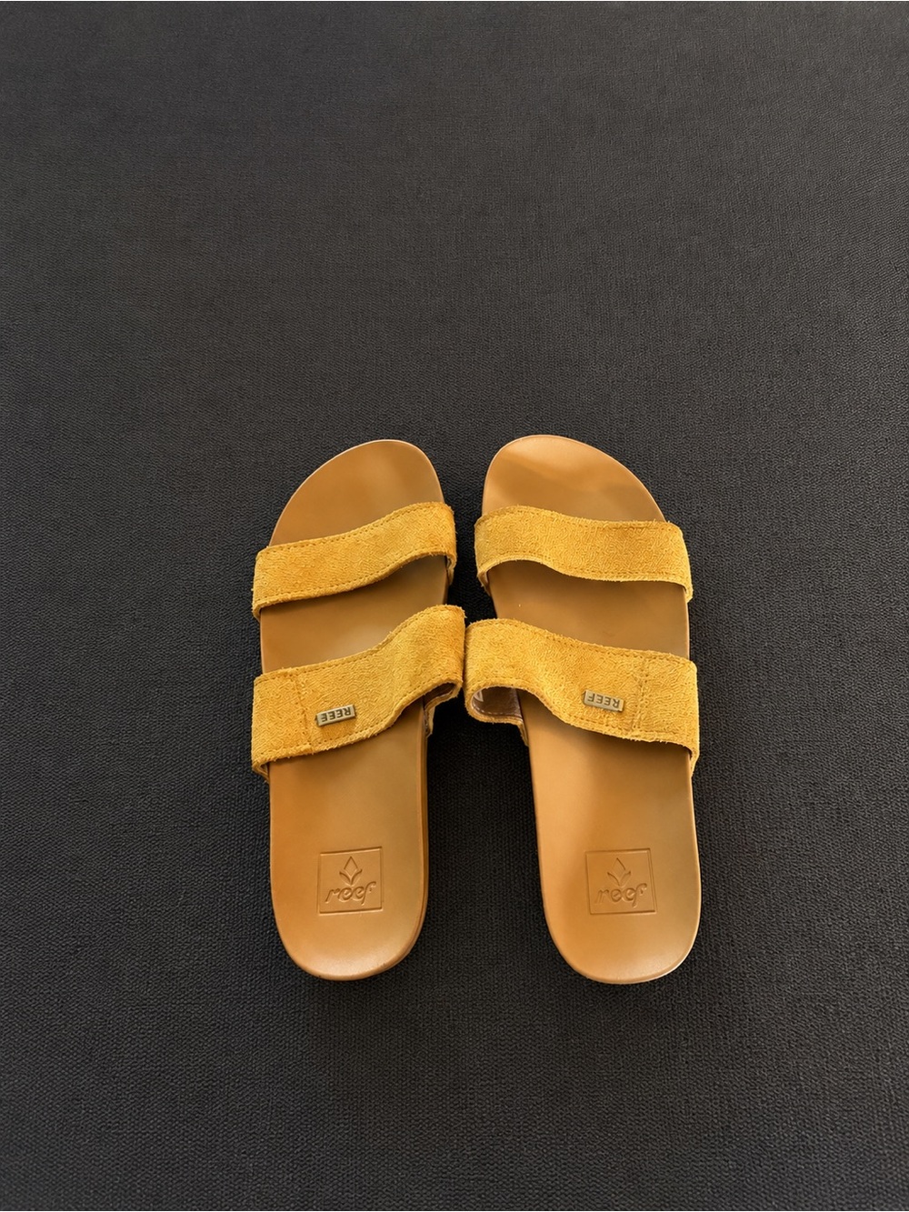 Reef Women's Mustard Double-Strap Suede Slides